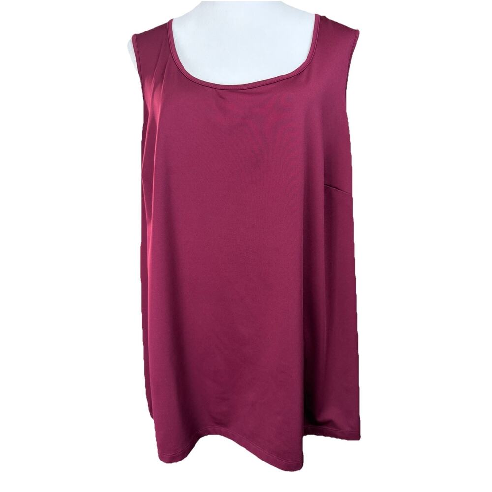 Catherines 1X 18/20W Maroon Tank Top Travel Stretch Scoop Neck Women's